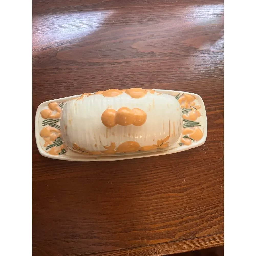 vintage 70s mushroom butter dish hand crafted ceramic retro kitchy kitchen decor